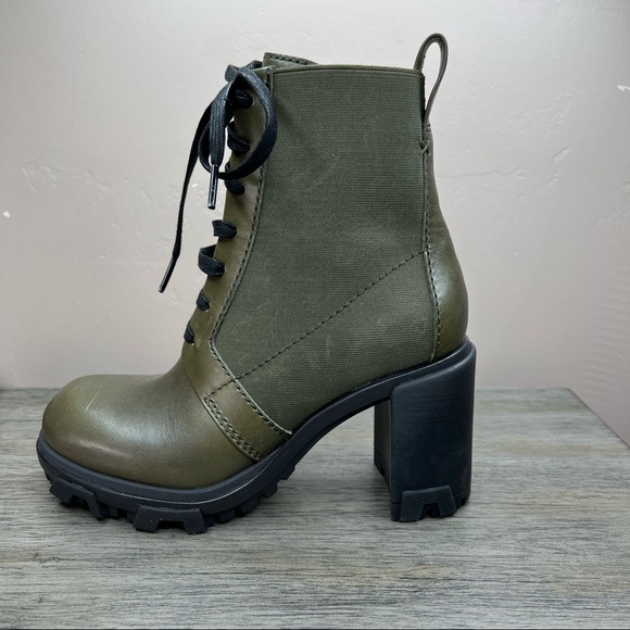 rag & bone Shoes - rag & bone Olive Green Lace-Up Combat Moto Boots